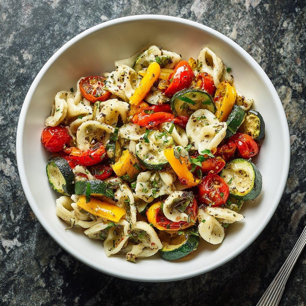 Healthy Lunch Roasted Vegetable Pasta Salad
