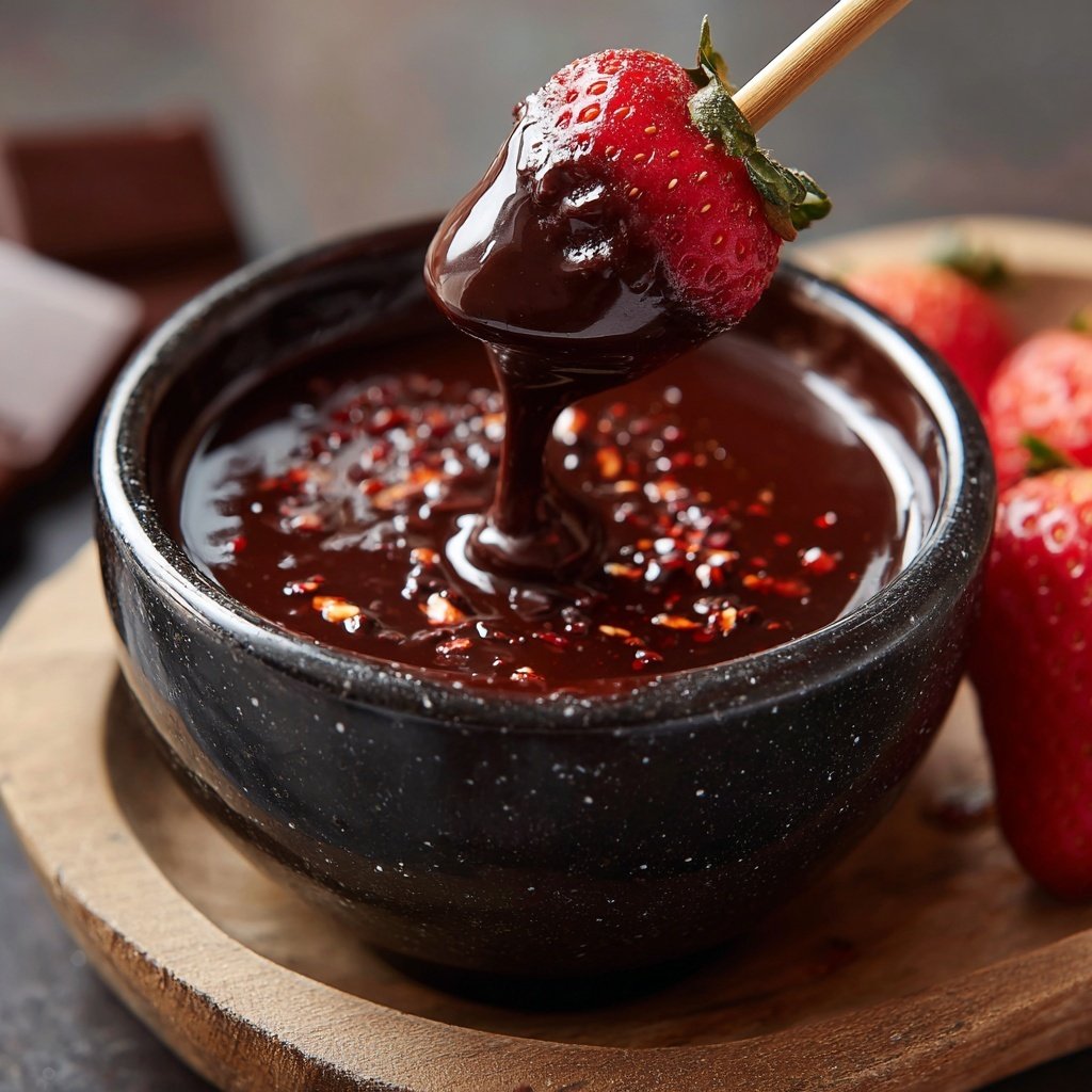 Fondue with Dark Chocolate and Chili
