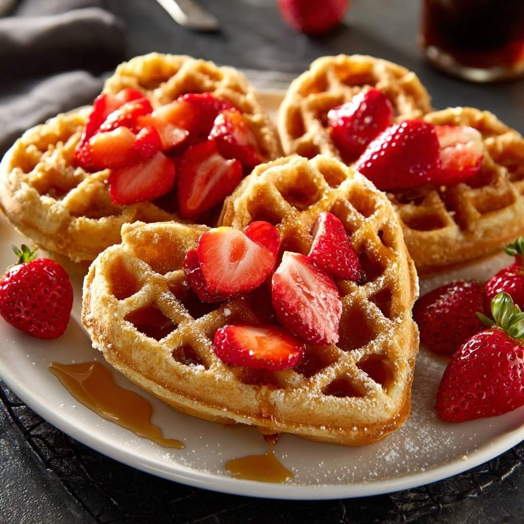 Valentines Breakfast Strawberry Waffles