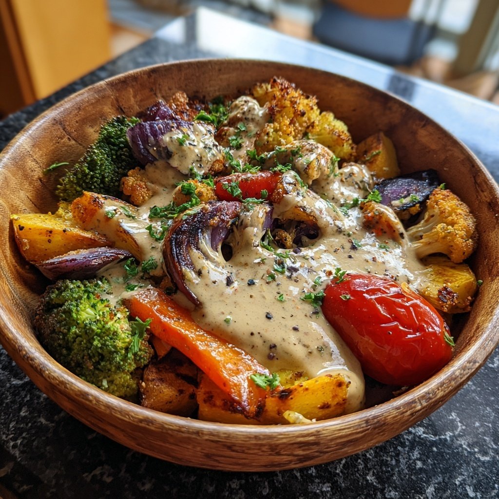 Healthy Dinner Roasted Veggie Tahini Bowl