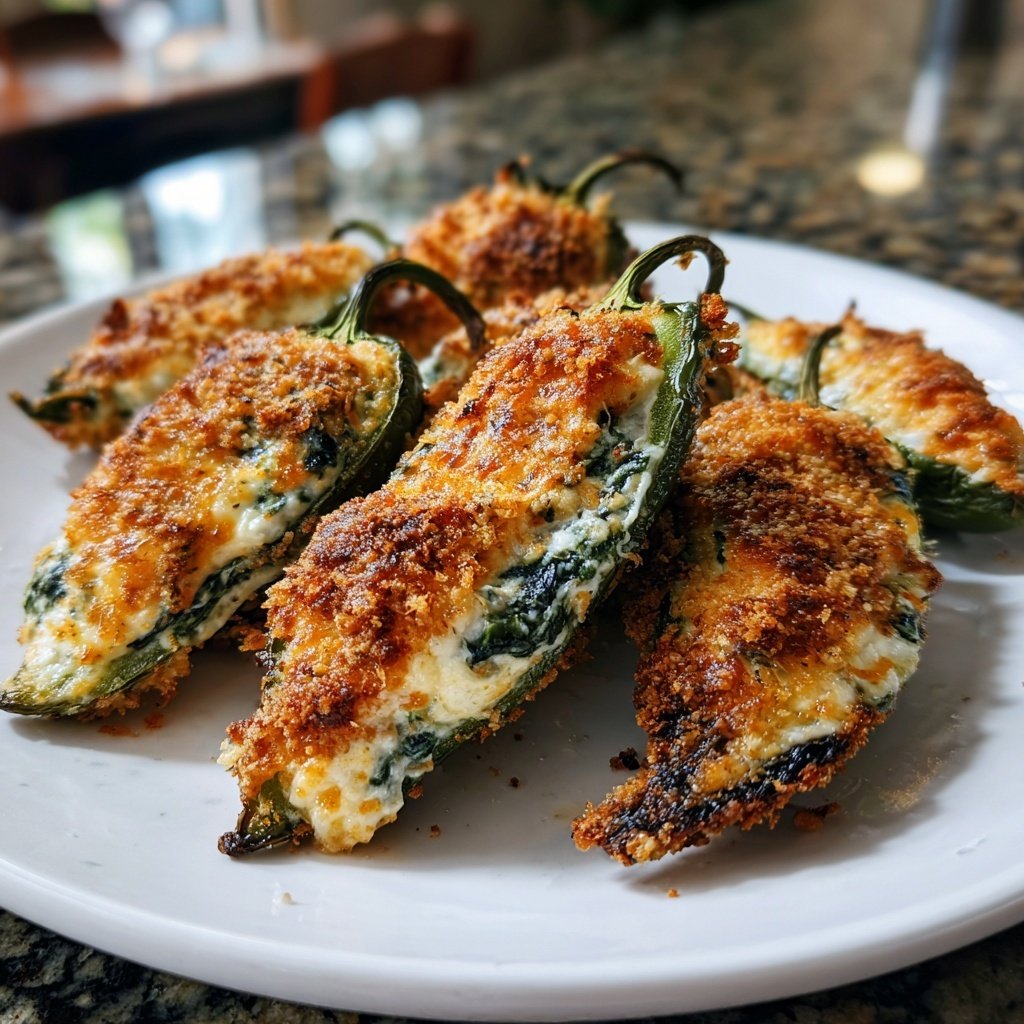 Jalapeno Poppers with Spinach Filling